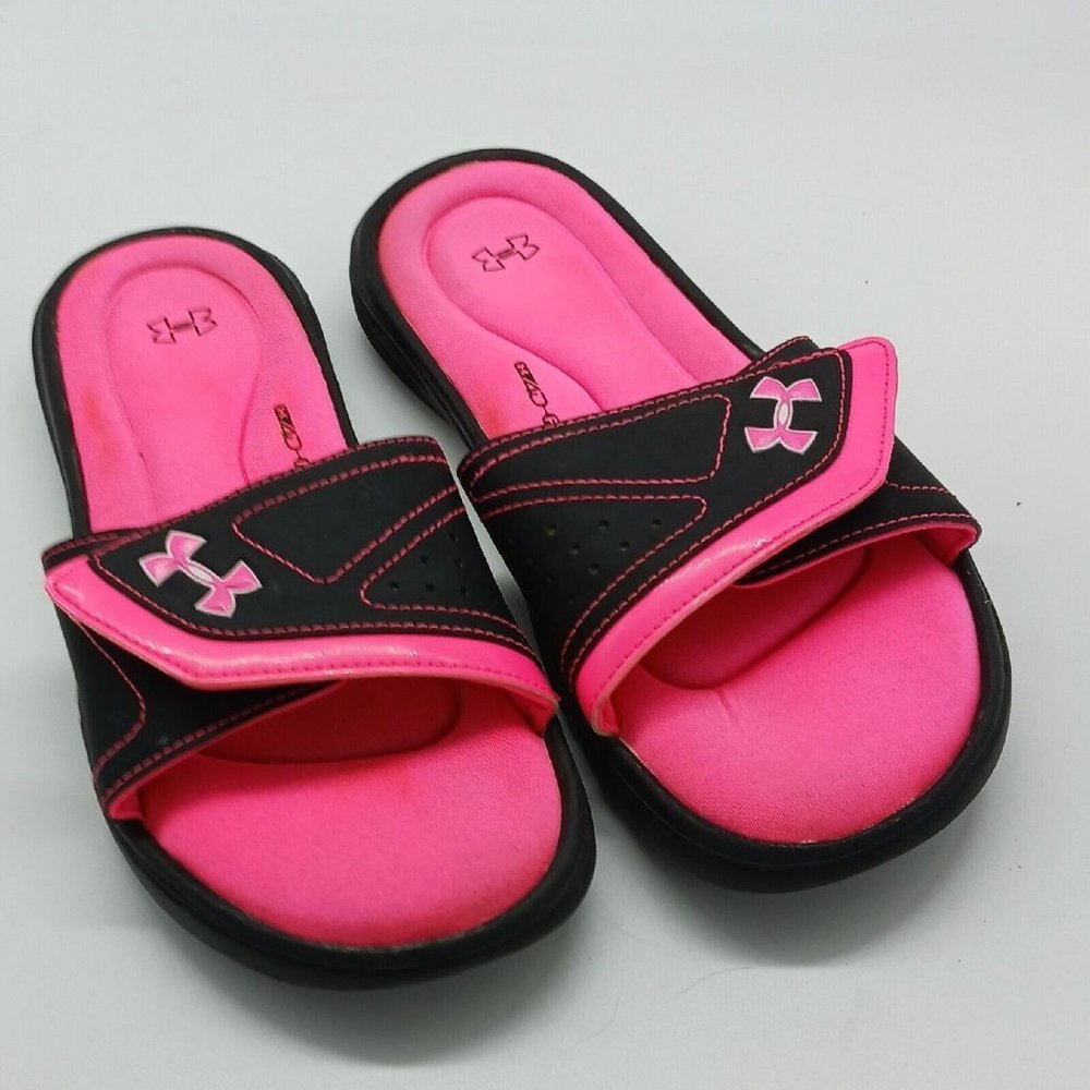 Under Armour UA Women's Slides 4d Foam Black Pink Size 8